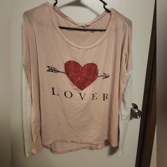 KMC USA Pink with Hearts Oversized Tee Size Lg - Picture 7 of 7
